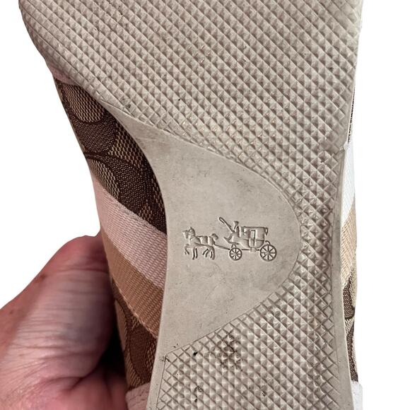 Coach Kelson Retro Signature C Monogram Lace-Up Sneakers Women's 9.5 Bone Brown - Picture 7 of 10